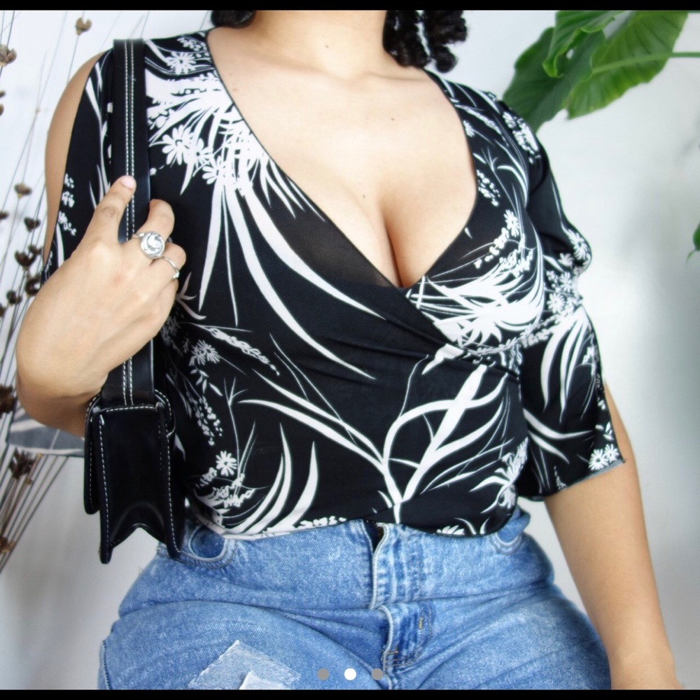 black & white wrap crop top